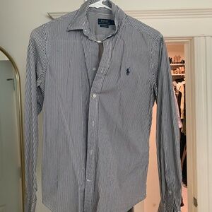 Ralph Lauren Men's Navy Striped Button Down Shirt